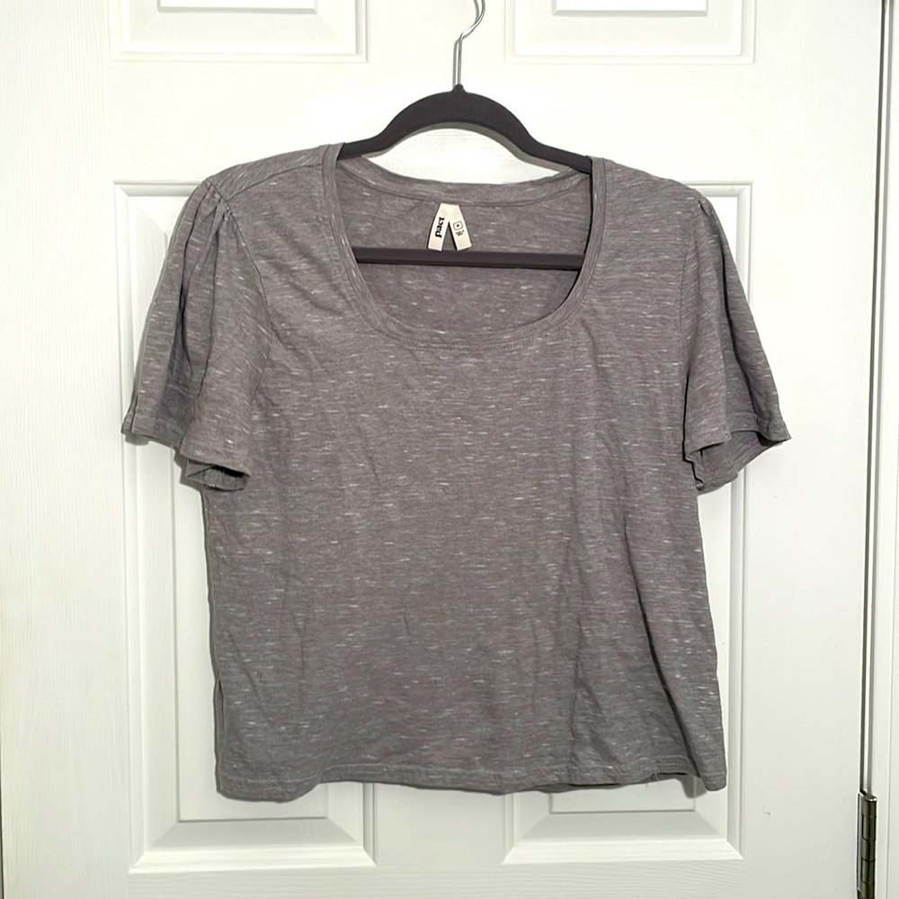 Pact Women’s Medium Gray T-Shirt with Slight Ruffle Sleeves